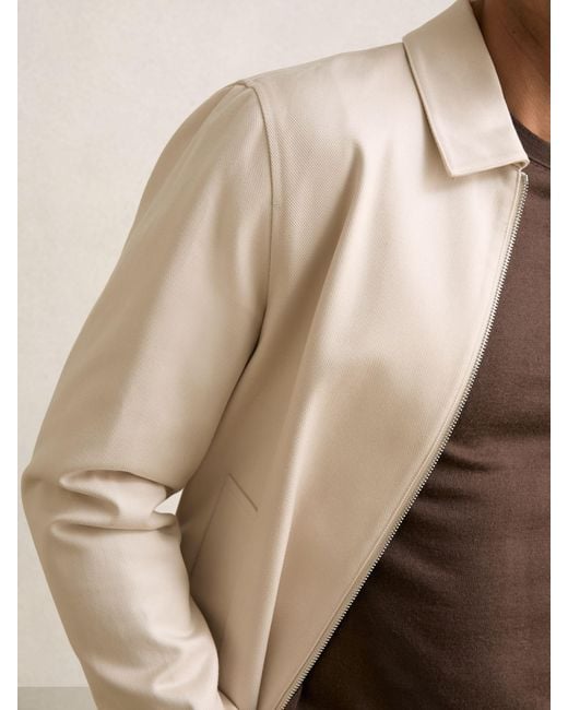 Reiss Natural Lyocell-Cotton Zip-Through Twill Jacket for men