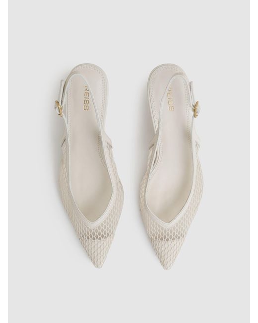 Reiss Natural Mesh Slingback Heels
