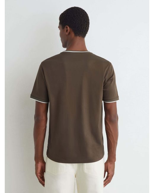 Reiss Ainsley - Taupe Brown Air-water Cotton Tipped Tailored-fit T-shirt, M for men