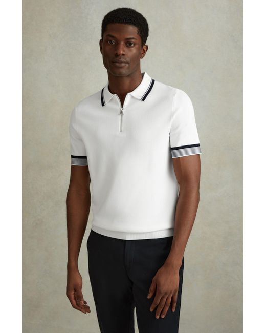 Reiss Chelsea - Optic White Half-zip Polo Shirt for men