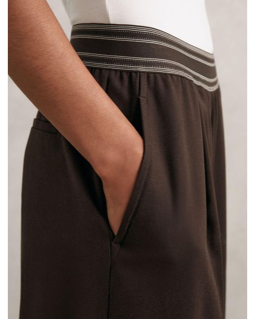 Reiss White Wide-Leg Contrast-Waistband Trousers