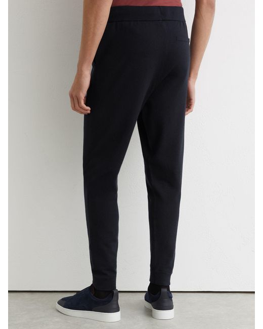 Reiss Blue Merino Wool-Blend Cuffed Joggers for men