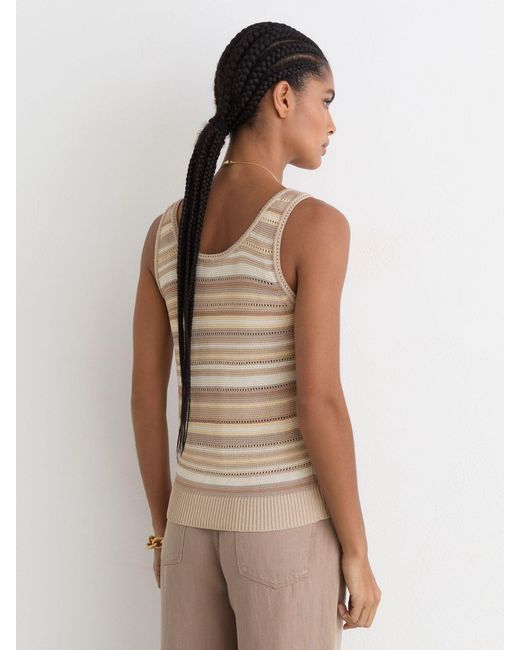 Reiss Brown Striped Knit Scoop-Neck Vest