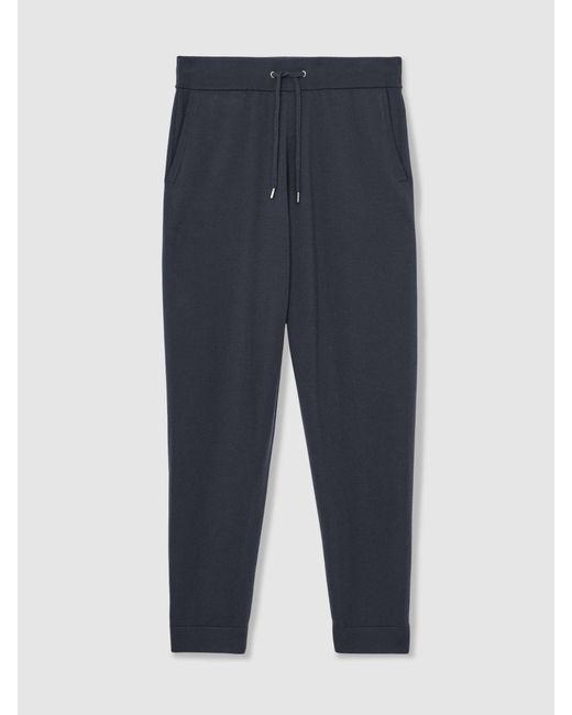 Reiss Blue Merino Wool-Blend Cuffed Joggers for men