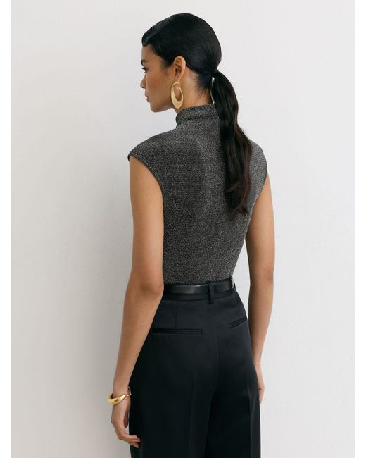 Reiss Multicolor Metallic Funnel-Neck Top