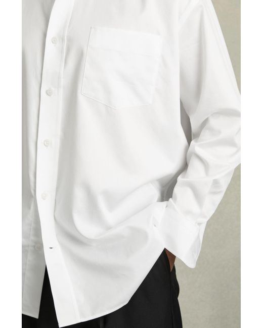 Reiss White Cotton Oversized Long-Sleeve Shirt for men