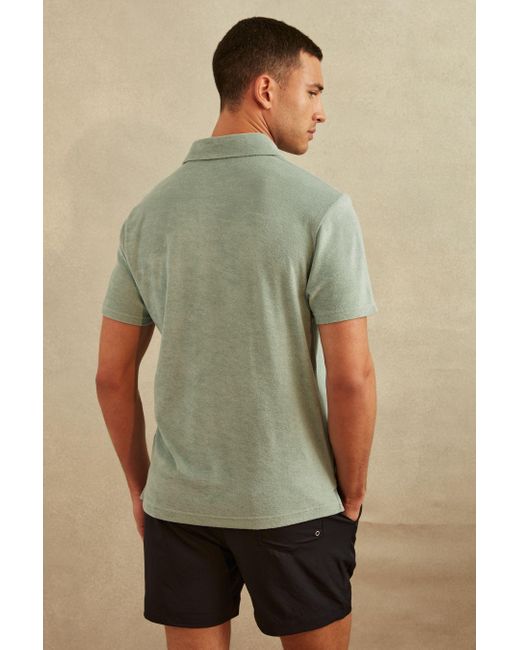 Reiss Green Rainer - Mint Towelling Polo Shirt, S for men