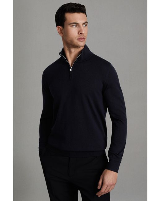 Reiss Gray 2 - Navy/mid Grey Blackhall 2 Pack Two Pack Of Merino Wool Zip-neck Jumpers, S for men