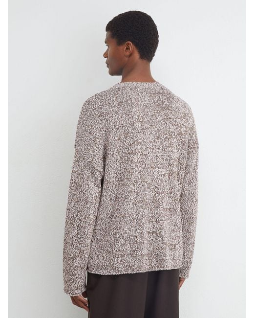 Reiss White Camel Cotton-Blend Marled Relaxed Jumper for men
