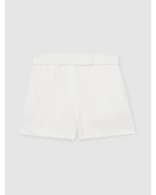 Reiss Natural Linen Whipstitch Shorts