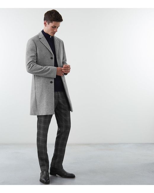 Reiss Gray Gable - Wool Epsom Overcoat for men