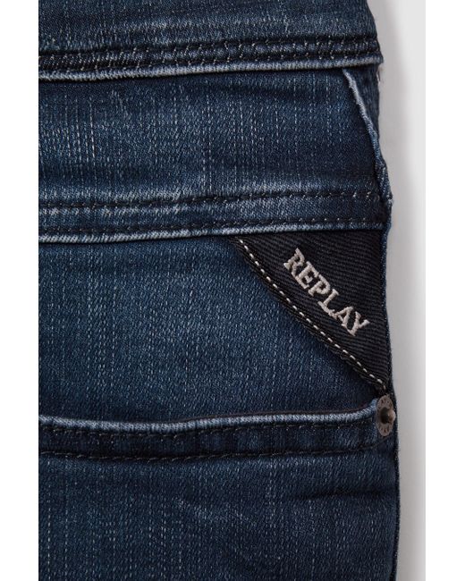 Replay Blue Slim Fit Washed Jeans for men