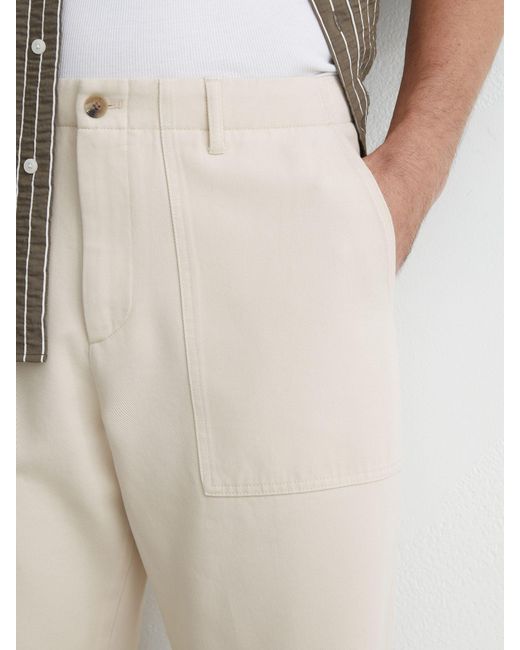 Reiss White Cotton And Wool Relaxed-Fit Trousers for men