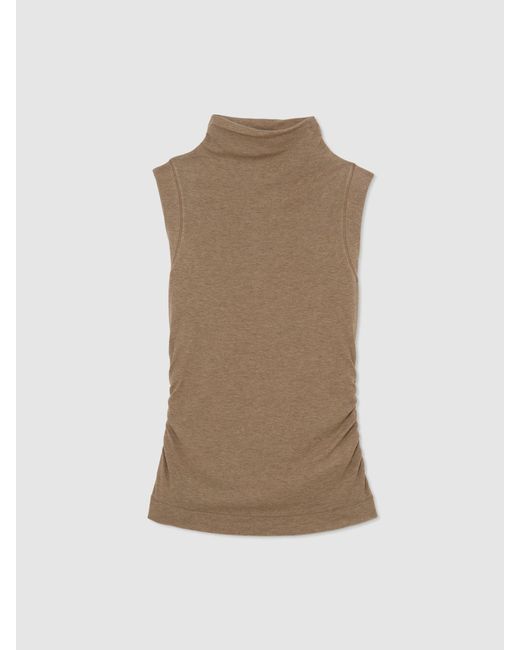 Reiss White Hattie - Dark Neutral Funnel-neck Jersey-knit Vest With Wool, Xs (us 2)