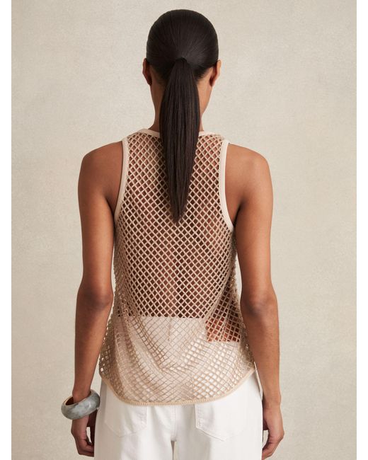 Reiss Natural Mesh Knit Beaded Vest