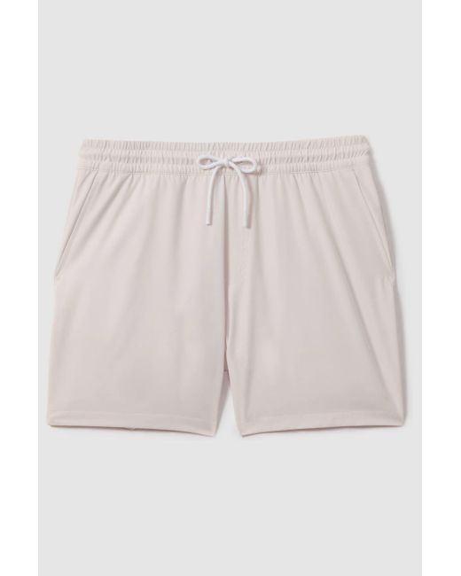 Reiss Natural Shore - Pale Pink Plain Drawstring Waist Swim Shorts for men