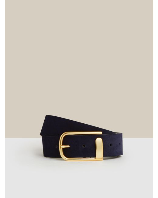 Reiss Blue Leather Half Keeper Belt