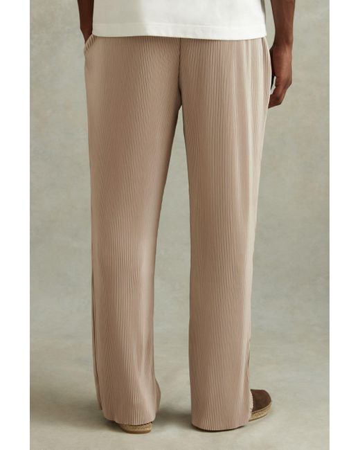 Reiss Natural Malin - Champagne Elasticated Plisse Trousers for men