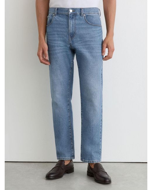 Reiss Blue Mid Wash Straight-Leg Jeans for men