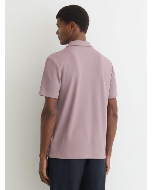 Reiss Purple Forno - Raspberry Pink Half-zip Textured Polo Shirt, S for men