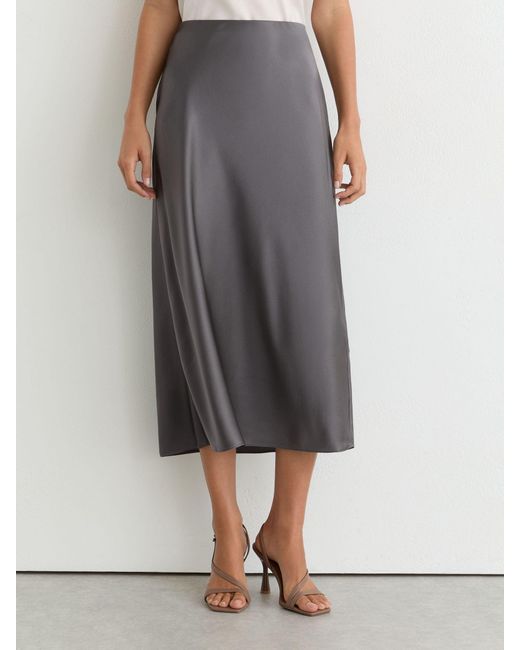 Reiss White Silk Slip Midi Skirt