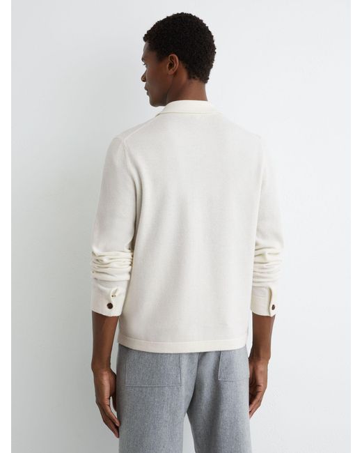 Reiss Natural Wool Knitted Zip-Through Overshirt for men