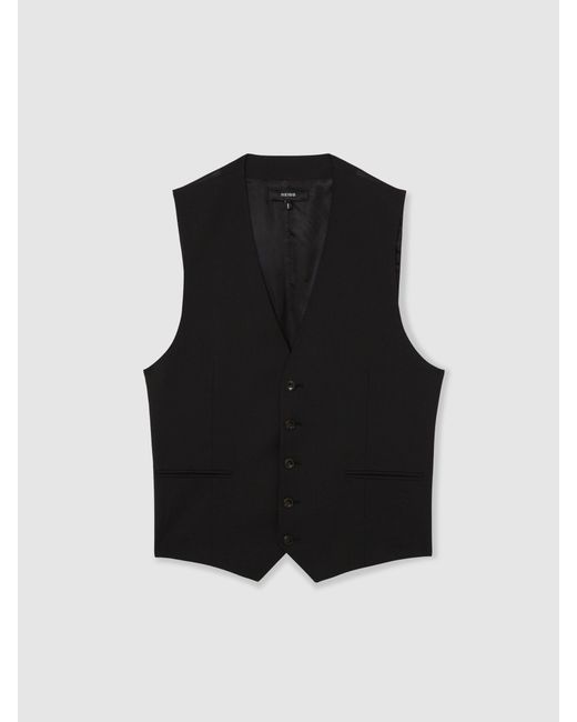 Reiss Promise - Black Wool-blend Tailored-fit Waistcoat, 44 R for men