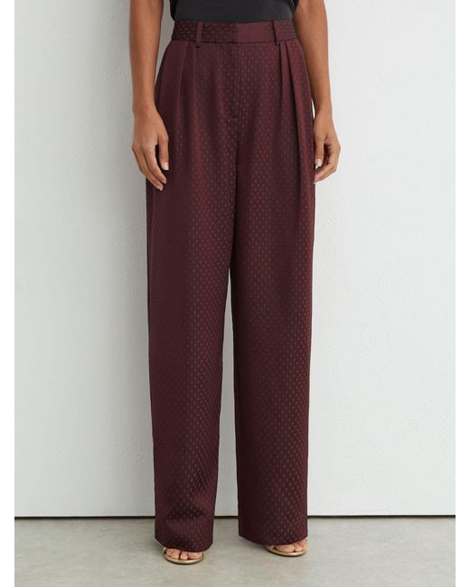 Reiss Multicolor Tilly - Burgundy Red Petite Jacquard Wide-leg Pleated Trousers, Us 10