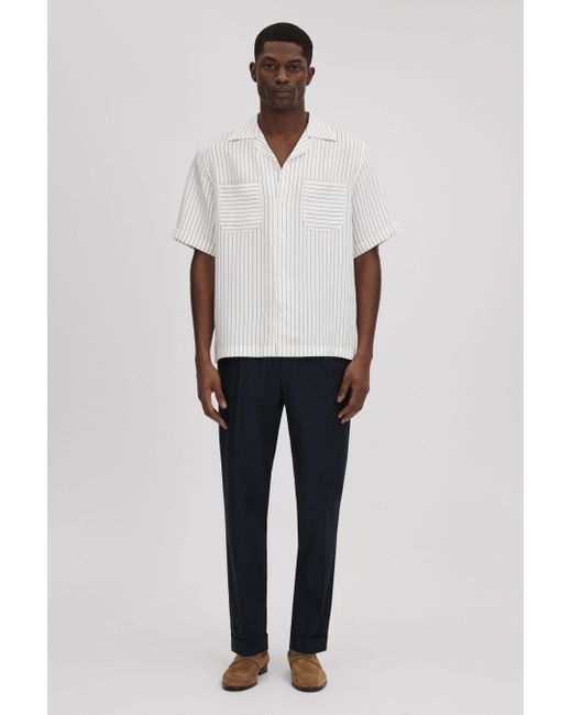 Reiss Anchor - White/navy Boxy Fit Striped Shirt for men