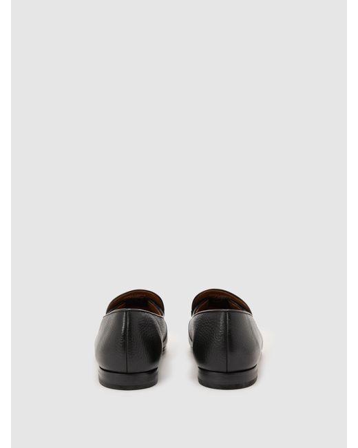 Reiss Tumble - Black Harry Tumble Tumbled-leather Tassel-detail Loafers, Us 11 (uk 10) for men