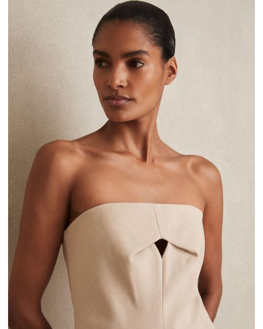 Reiss Natural Double Strap Cut Out Midi Dress