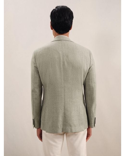 Reiss Men's Natural Stack - Sage Green Single-breasted Slim-fit Wool-blend  Textured Blazer, 42 - www.web.smkmuhngawen.sch.id