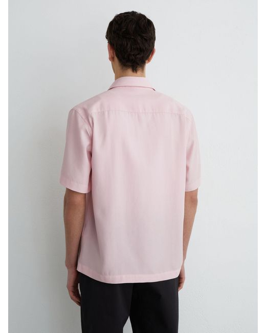 Reiss Pink Lyocell-Linen Short-Sleeve Shirt for men