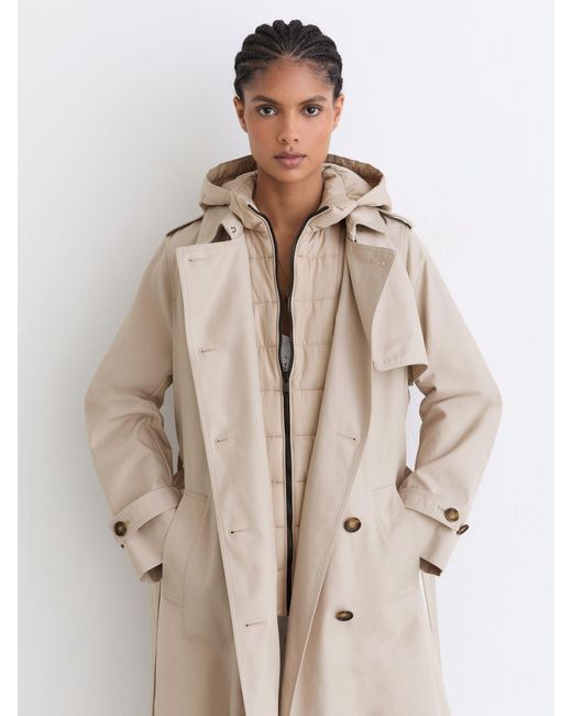 Reiss Natural Hooded Insert Trench Coat