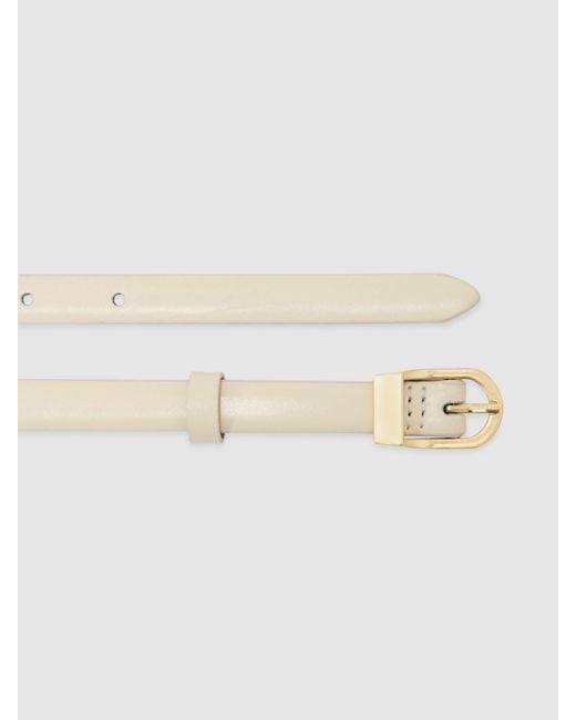 Reiss Natural Leather Mini-Buckle Belt