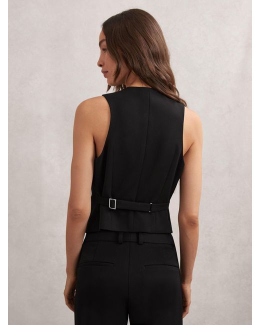 Reiss Black Single-Breasted Twill Waistcoat
