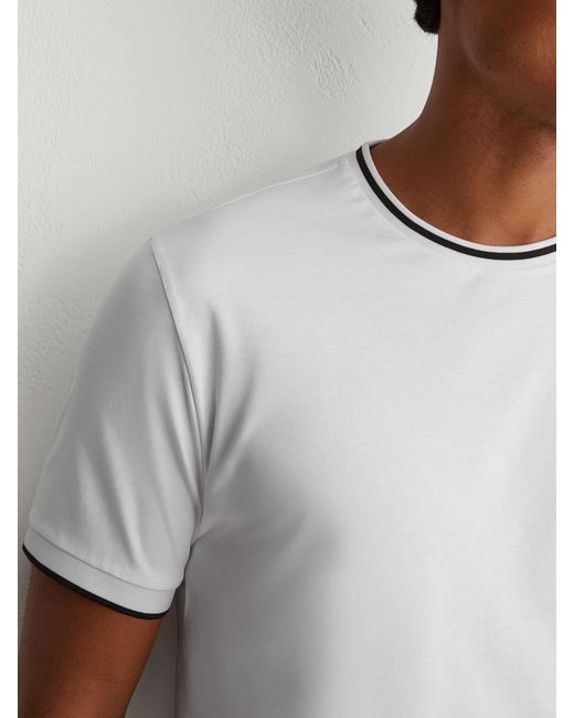 Reiss White Air-Water Cotton Tipped Tailored-Fit T-Shirt for men