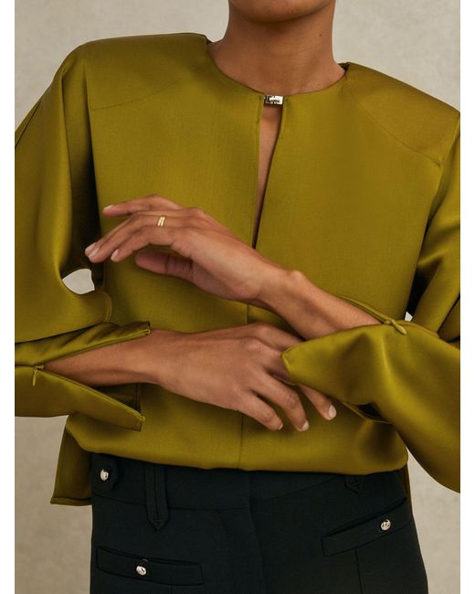 Reiss Green Atelier Satin Turn-Lock Top