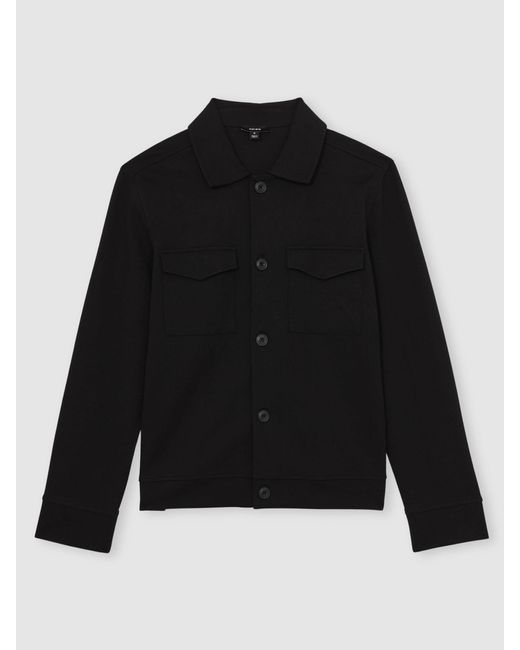 Reiss Finley - Black Twill Twin-pocket Overshirt, Xxl for men