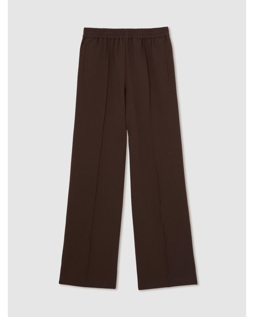 Reiss Natural Robyn - Chocolate Brown Side-stripe Wide-leg Trousers, Us 0 R