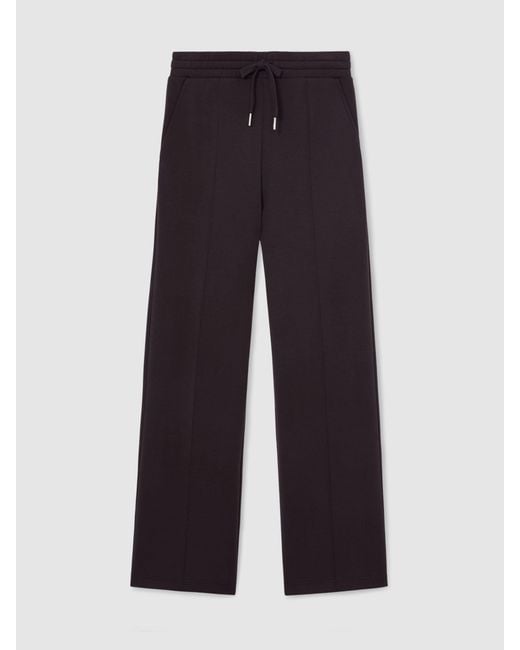 Reiss White Premium Interlock Wide-Leg Joggers