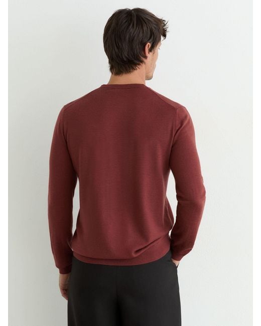 Reiss Red Merino Wool Crew-Neck Jumper for men
