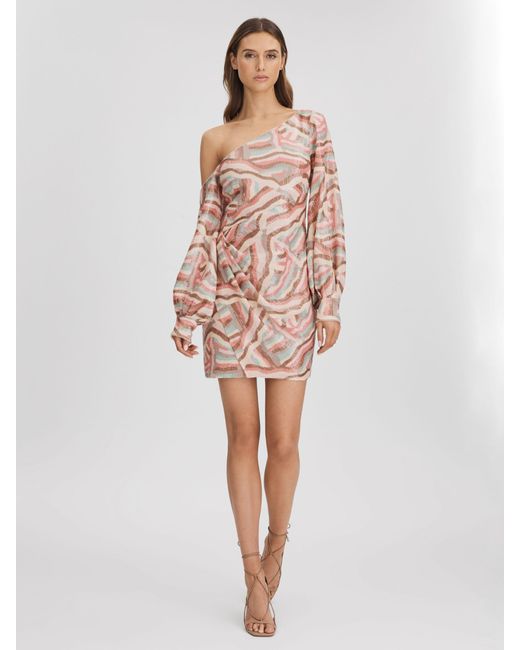 Halston Heritage Multicolor Sequin Off Shoulder Mini Dress