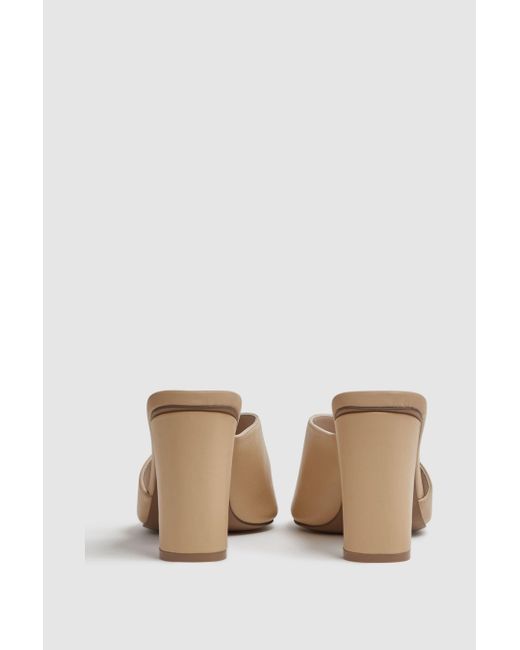 Reiss Natural Heather - Nude Leather Block Heel Mules