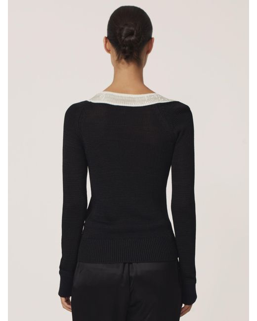 Reiss Black Bead-Detail Asymmetric Knit Jumper