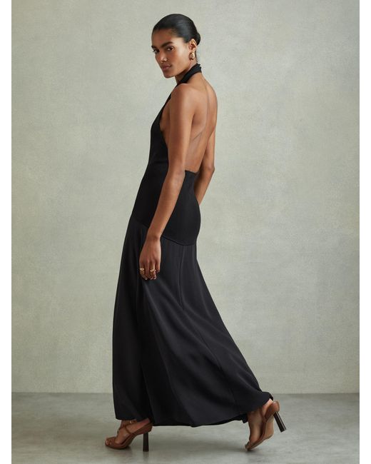 Reiss Rene - Navy Hybrid Knit Midi Dress, L (us 12-14) in Blue | Lyst