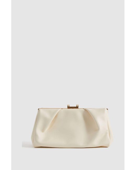Reiss Natural Madison - Off White Leather Clutch Bag