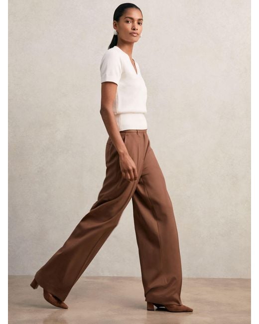 Reiss Natural Cotton-Wool Knit V-Neck Top