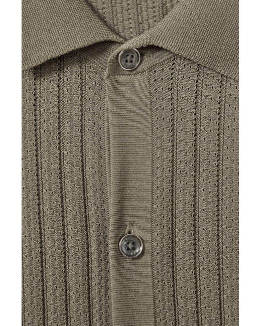 Reiss Natural Murray - Sage Textured Knitted Shirt for men