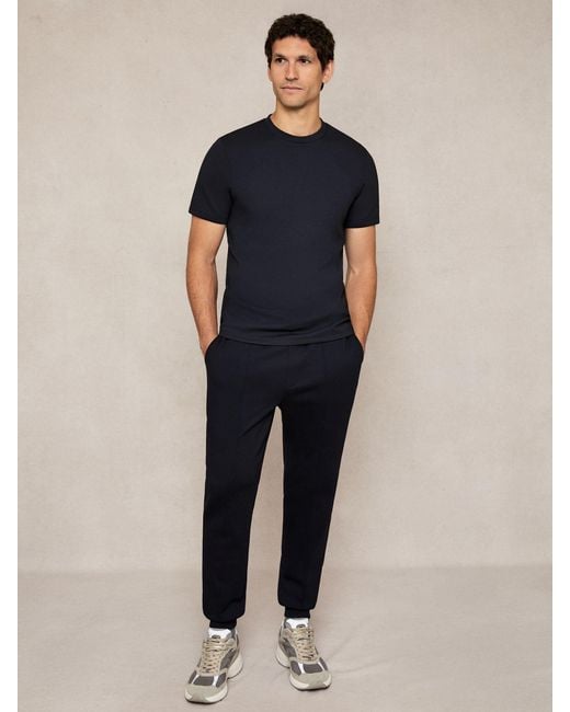 Reiss Blue Bradley Premium-Interlock Modern-Fit T-Shirt for men